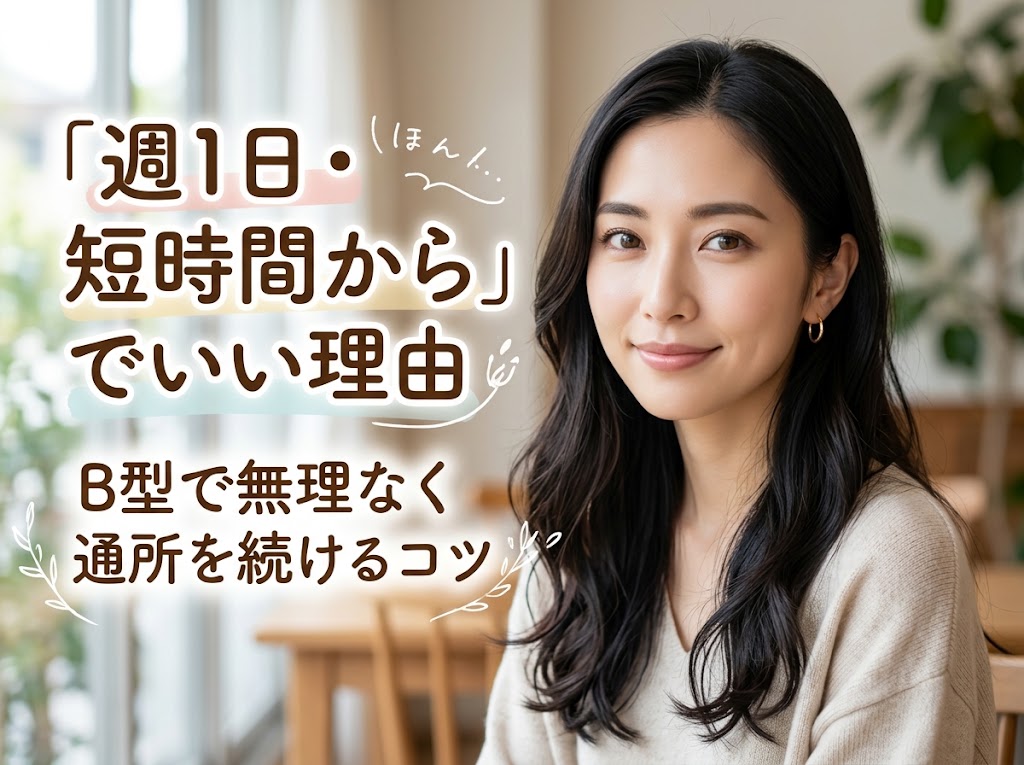 「週1日・短時間から」でいい理由|B型で無理なく通所を続けるコツ